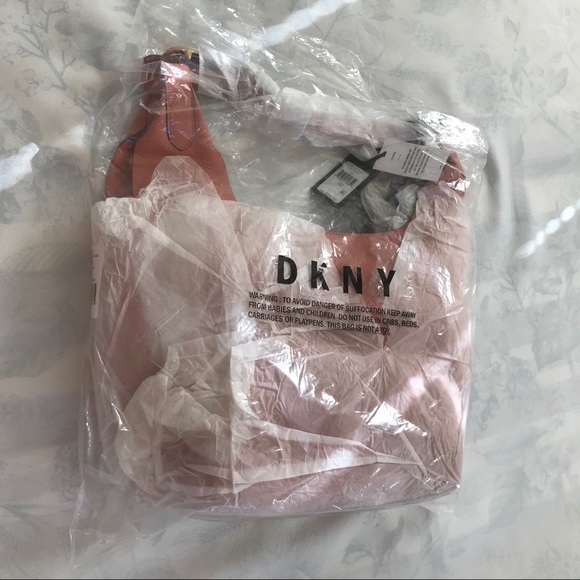 DKNY WES HOBO Coral Tote Handbag  Pebbled Leather - Picture 9 of 10